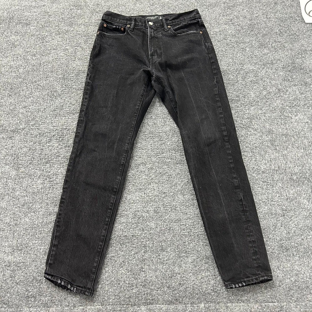 Abercrombie & Fitch Jeans Mens 31x32 Black 90's Slim Vintage Stretch Faded Denim